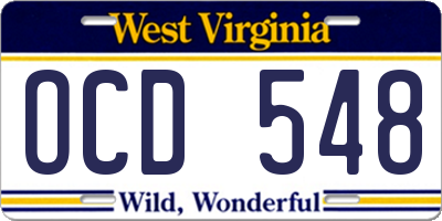 WV license plate OCD548
