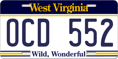 WV license plate OCD552