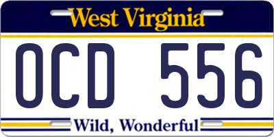 WV license plate OCD556