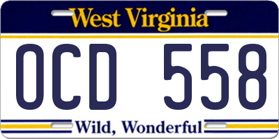WV license plate OCD558