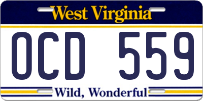 WV license plate OCD559