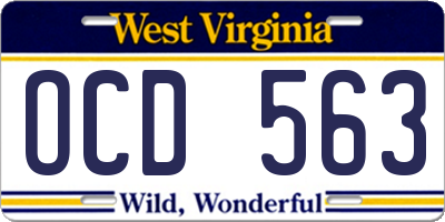 WV license plate OCD563