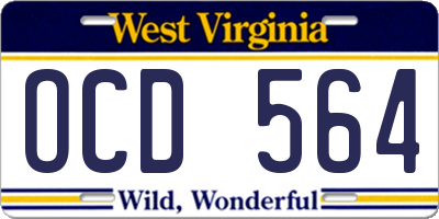 WV license plate OCD564