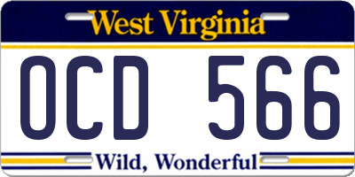 WV license plate OCD566