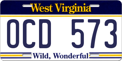 WV license plate OCD573