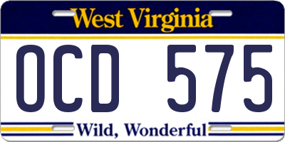 WV license plate OCD575