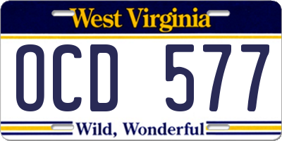 WV license plate OCD577