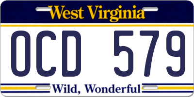 WV license plate OCD579