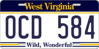 WV license plate OCD584