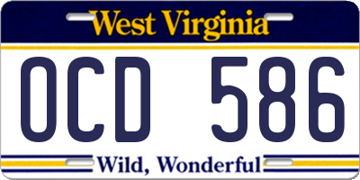 WV license plate OCD586