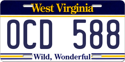 WV license plate OCD588