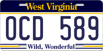 WV license plate OCD589