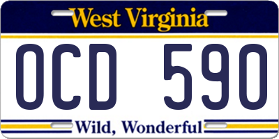 WV license plate OCD590