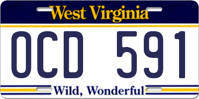 WV license plate OCD591