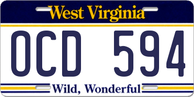 WV license plate OCD594