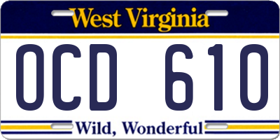 WV license plate OCD610