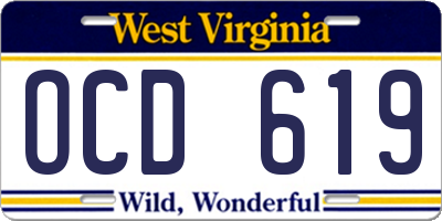 WV license plate OCD619