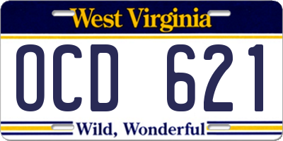 WV license plate OCD621