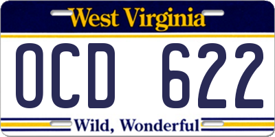 WV license plate OCD622