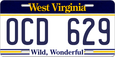 WV license plate OCD629