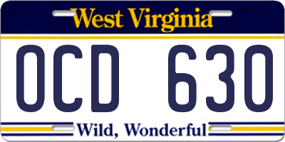 WV license plate OCD630