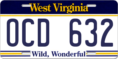 WV license plate OCD632