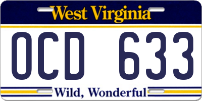 WV license plate OCD633