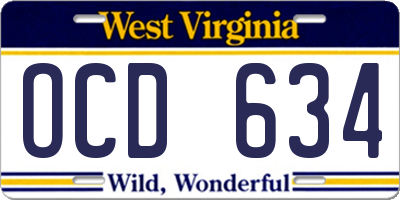 WV license plate OCD634