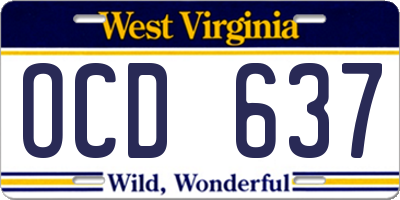 WV license plate OCD637