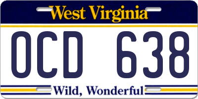 WV license plate OCD638