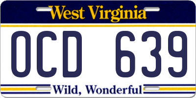 WV license plate OCD639