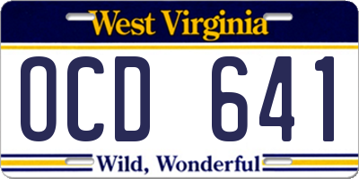 WV license plate OCD641