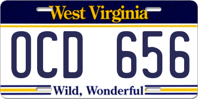 WV license plate OCD656