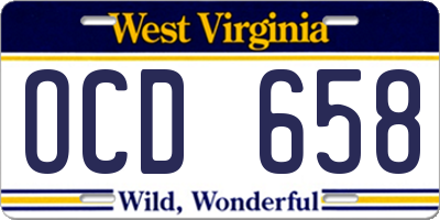 WV license plate OCD658