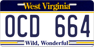 WV license plate OCD664