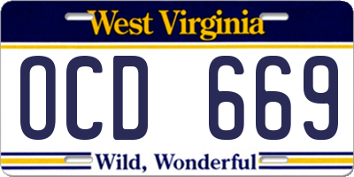 WV license plate OCD669