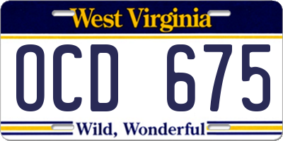 WV license plate OCD675