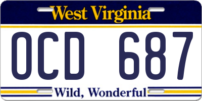 WV license plate OCD687