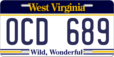 WV license plate OCD689