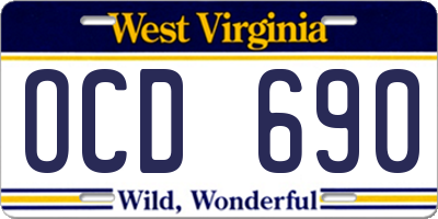 WV license plate OCD690