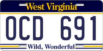WV license plate OCD691