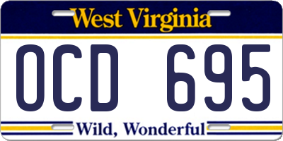WV license plate OCD695