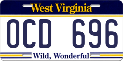 WV license plate OCD696