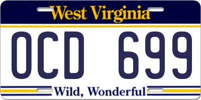 WV license plate OCD699