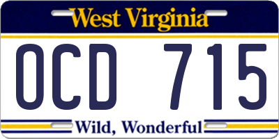 WV license plate OCD715