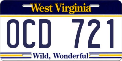 WV license plate OCD721