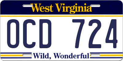 WV license plate OCD724