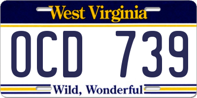 WV license plate OCD739