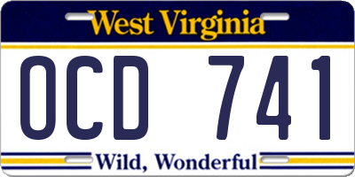 WV license plate OCD741