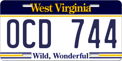WV license plate OCD744